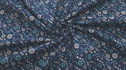 Bomuld Print Blomstret Blå