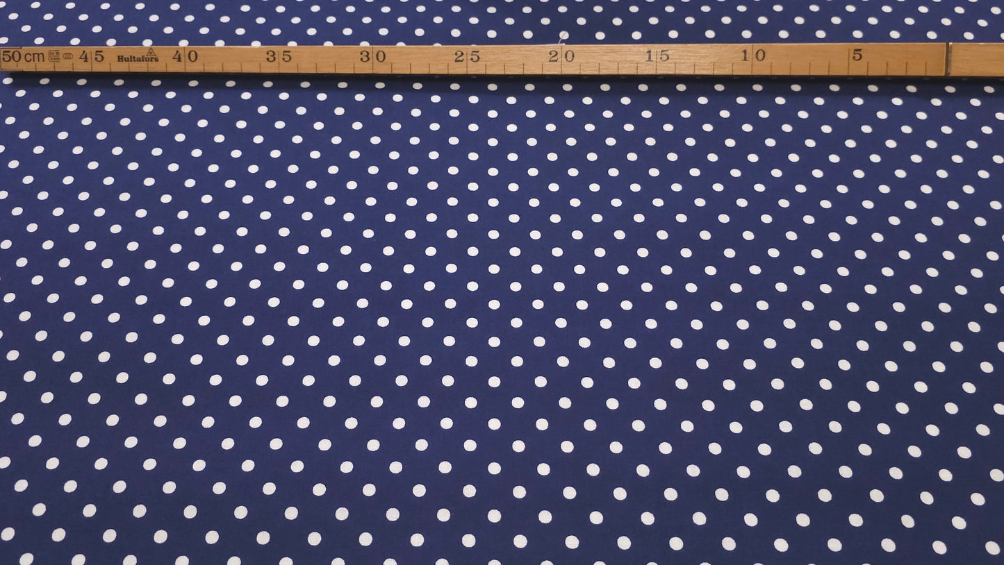 Bomuld Print Polkaprikket Mørkeblå