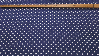 Bomuld Print Polkaprikket Mørkeblå