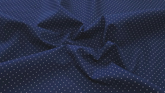 Bomuld Print Polkaprikket Mørkeblå