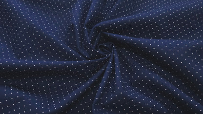 Bomuld Print Polkaprikket Mørkeblå