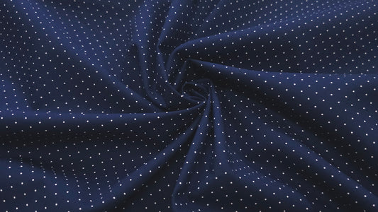 Bomuld Print Polkaprikket Mørkeblå