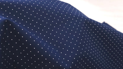 Bomuld Print Polkaprikket Mørkeblå