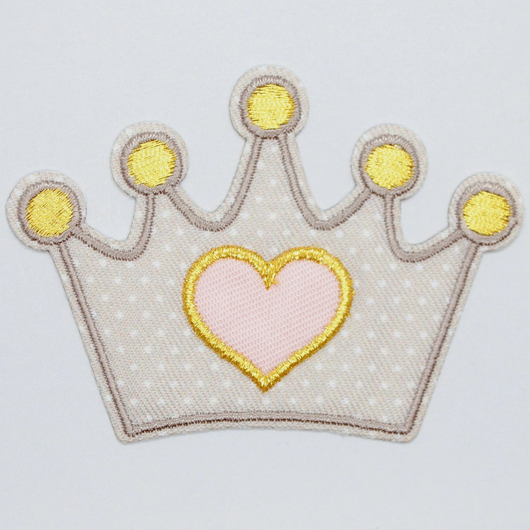 Strygemærke Broderet Grå krone 7,8 x 5,7 cm