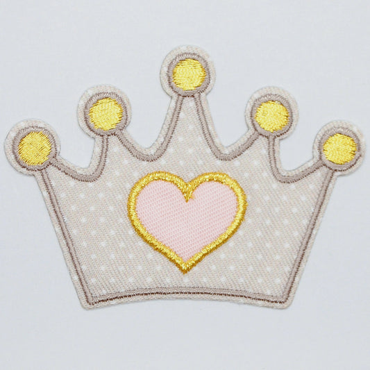 Strygemærke Broderet Grå krone 7,8 x 5,7 cm