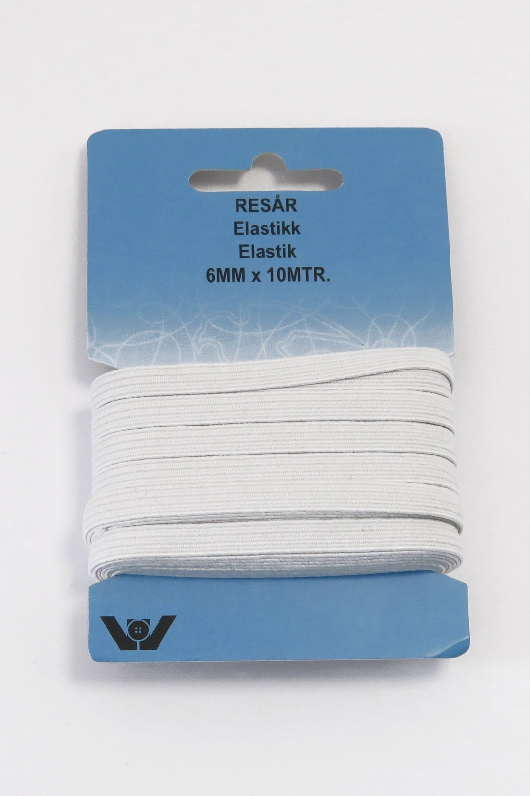 Elastik 6mm 10mtr - Hvid eller sort