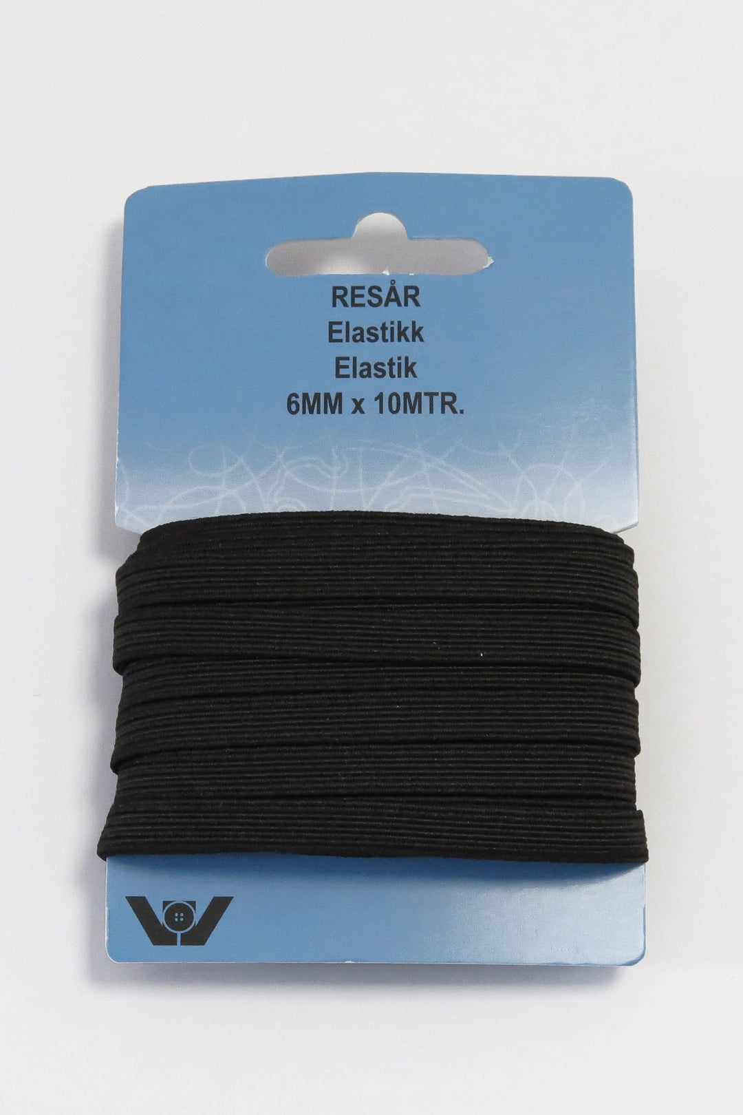 Elastik 6mm 10mtr - Hvid eller sort