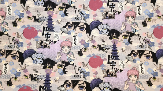 Bomuldsjersey med print - Anime