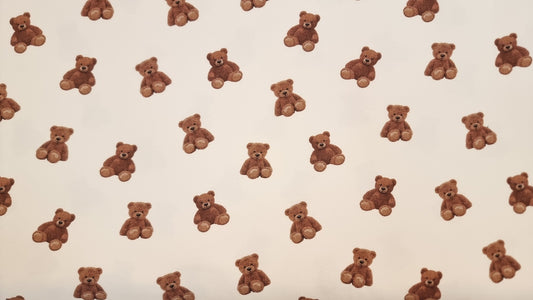 Bomuldsjersey med print - Bamser med hvid baggrund