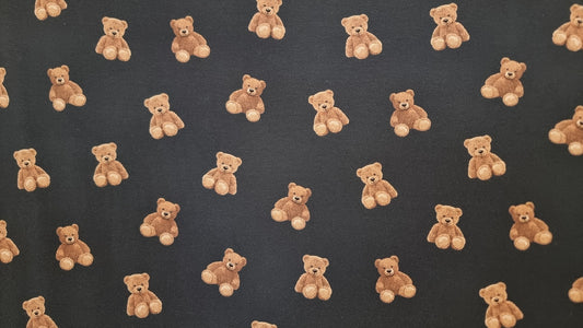 Bomuldsjersey med print - Bamser med sort baggrund