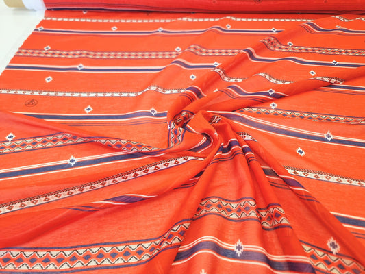 Mønstret Silke og Bomuld