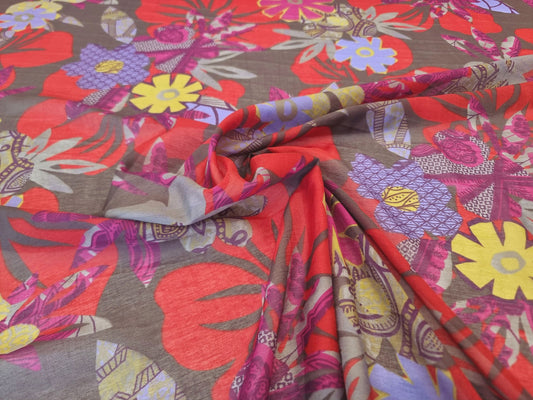 Blomstret Silke og Bomuld