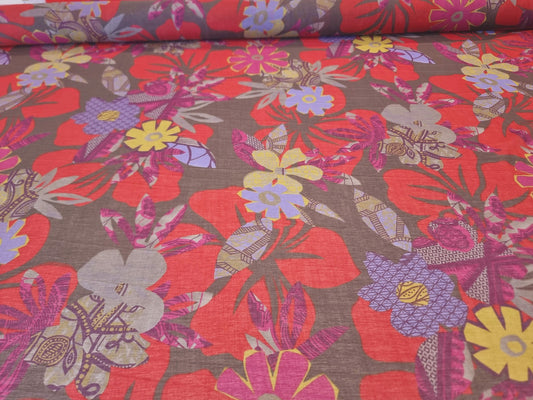 Blomstret Silke og Bomuld