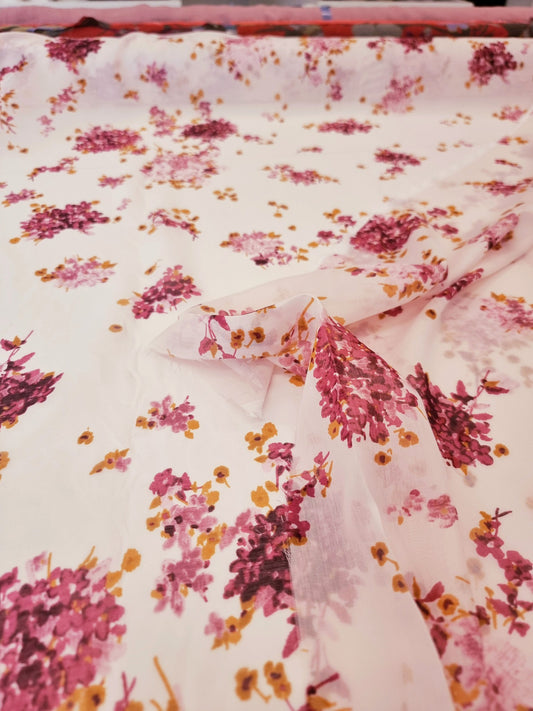 Blomstret Silke og Bomuld