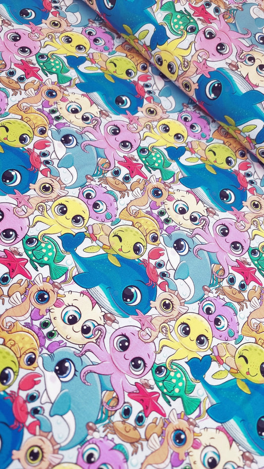 Bomuldsjersey med print - Havets dyr