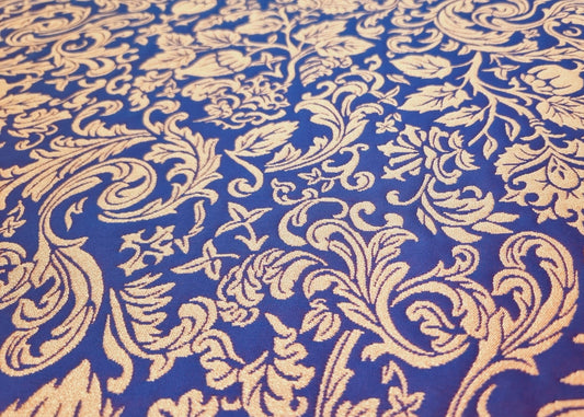 Jacquard - Blå/lilla og Guld