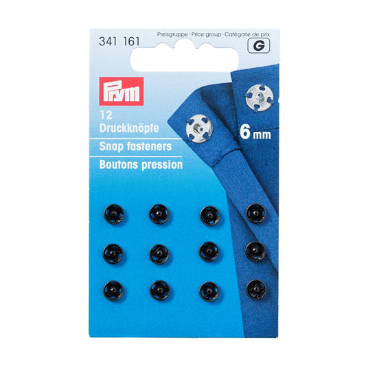 Tryklåse 6 mm sort (12 stk)