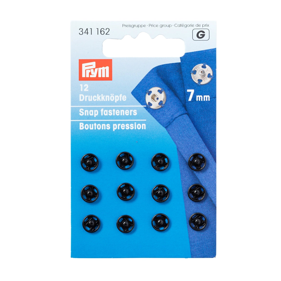 Tryklåse 7 mm sort (12 stk)