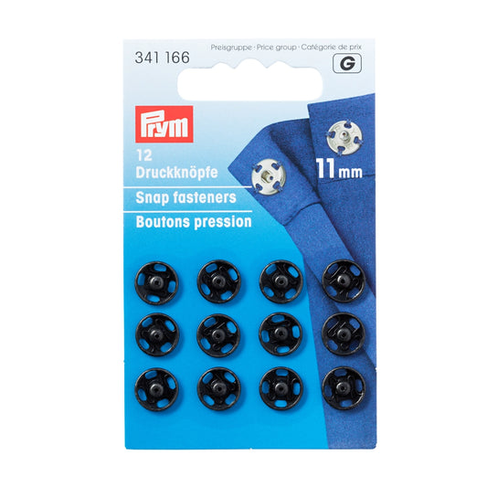 Tryklåse 11 mm sort (12 stk)