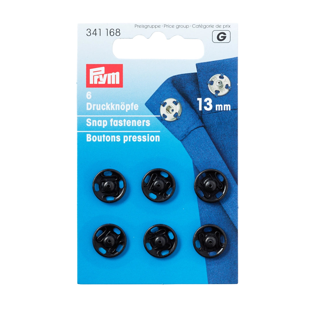Tryklåse 13 mm sort (6 stk)