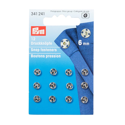 Tryklåse 6 mm sølv (12 stk)