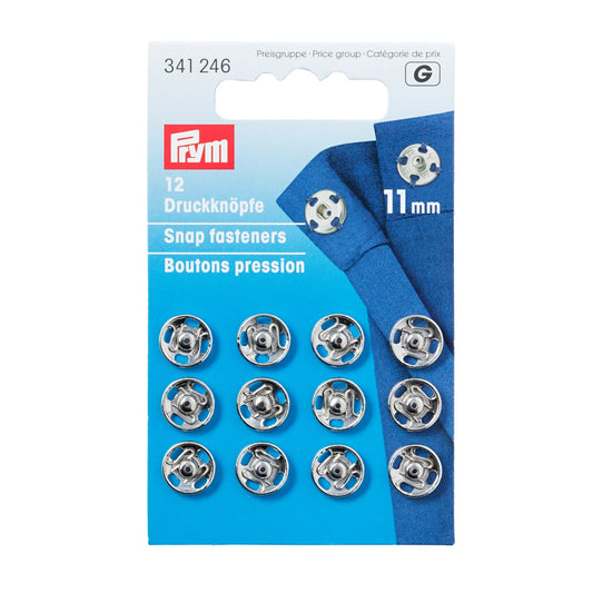 Tryklåse 11 mm sølv (12 stk)