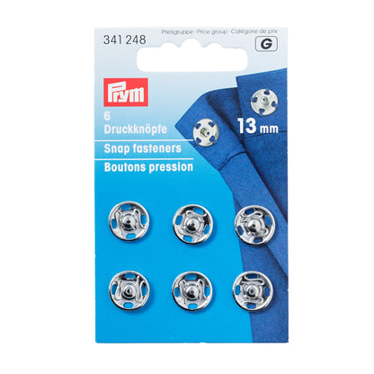 Tryklåse 13 mm sølv (6 stk)