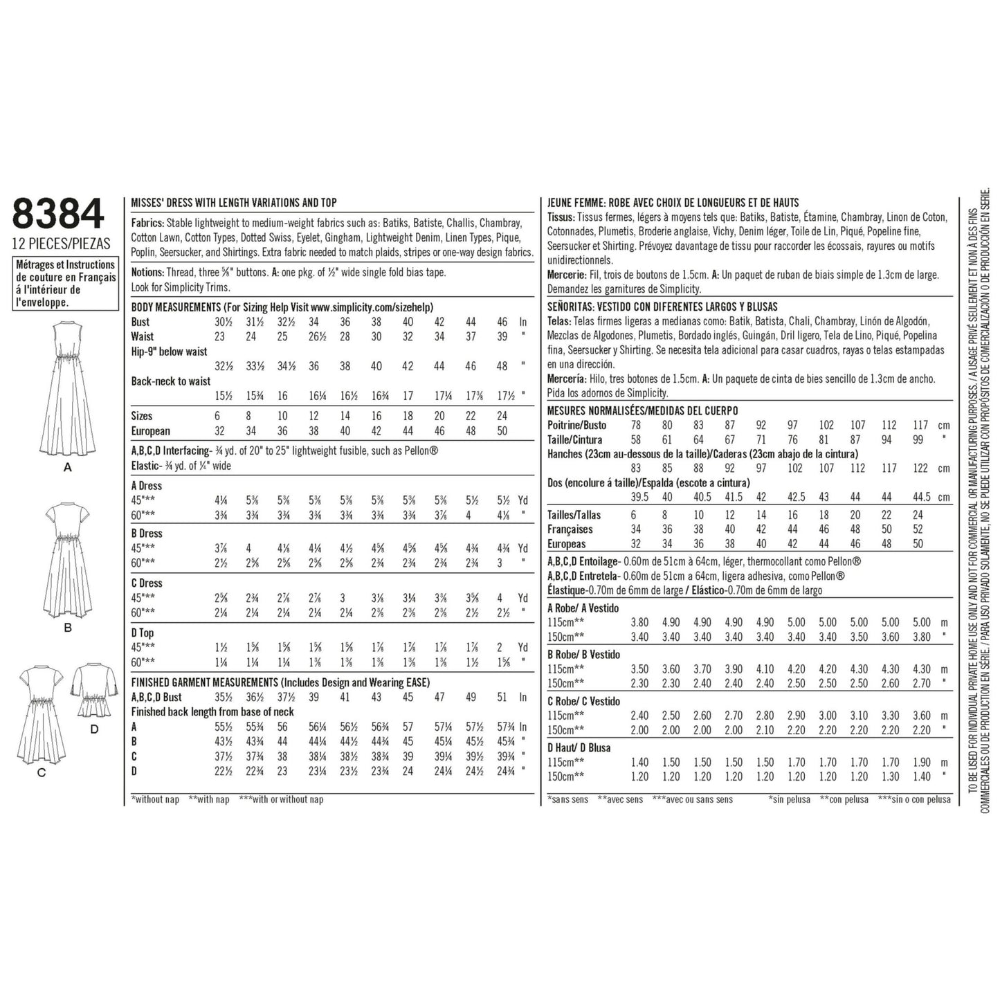 Simplicity Symønster - 8384
