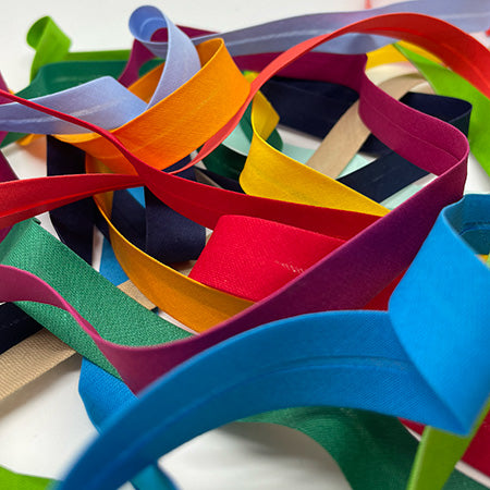 Bomuld skråbånd 40/20 mm., Flere farver - 5 mtr. kort