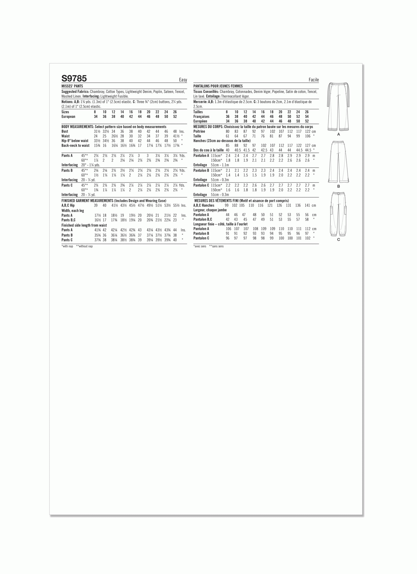 Simplicity Symønster - S9785