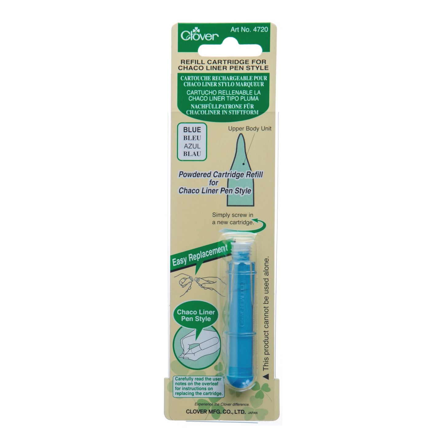Clover Skrædderkridt pen refill blå