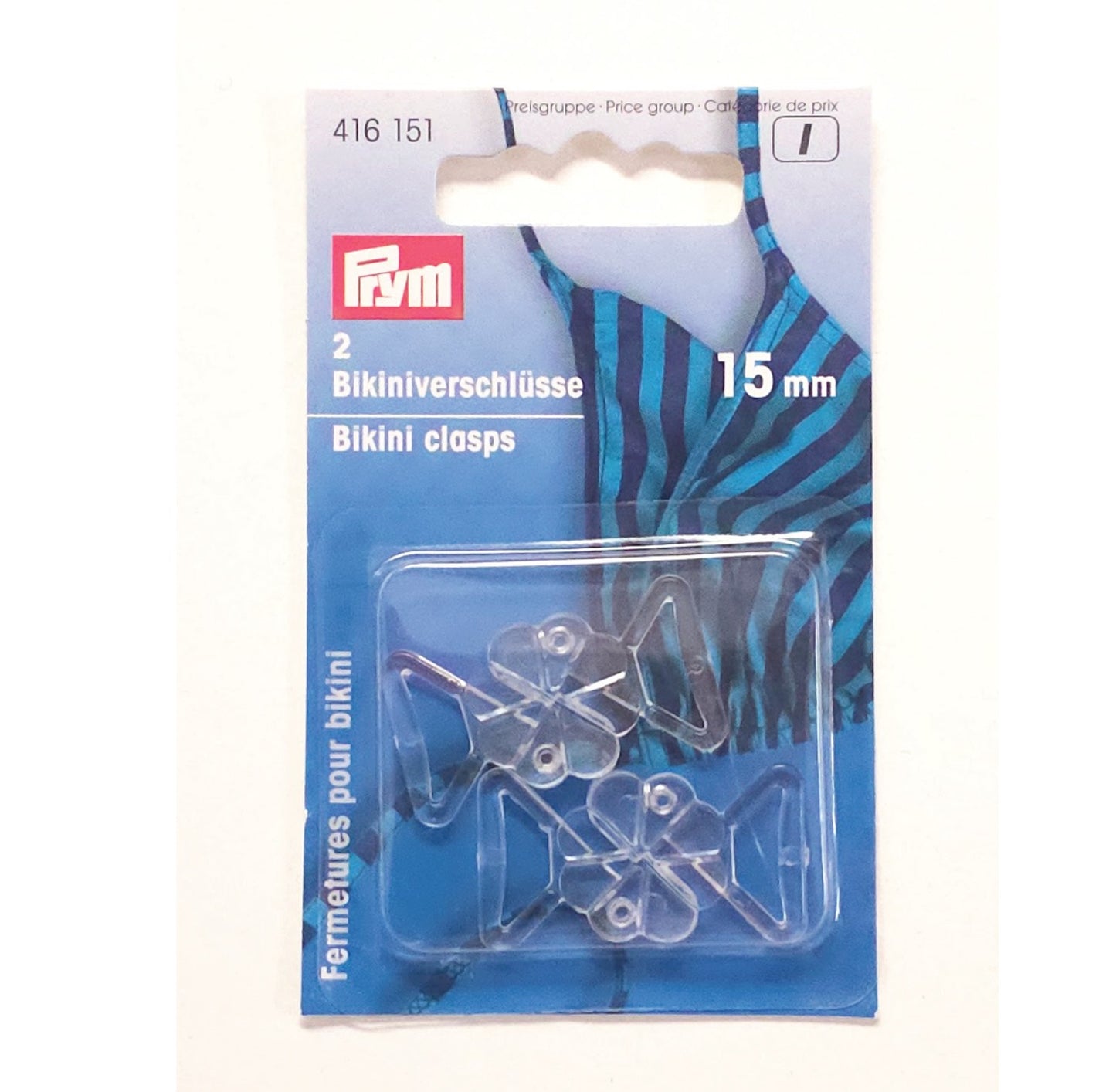Bikini Lukning Transparant 15 mm plast (2 sæt)